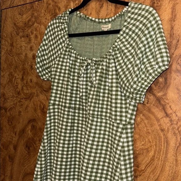 Madewell Green and White Gingham Mini Dress - Picture 3 of 5